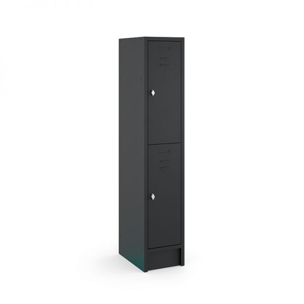 Locker type T, 2-deurs, zwarte omkasting, zwarte deuren