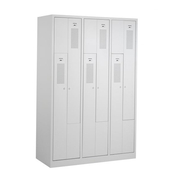 Z-lockers, 3x2 deurs, grijze omkasting, grijze deuren