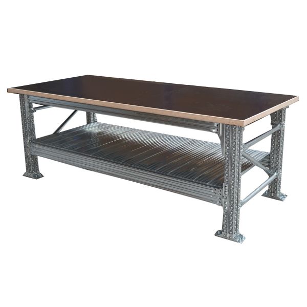 Werkbank type456 H927XD700XL2100   incl. betonplex  bovenblad (36 mm) plus 1 legbord