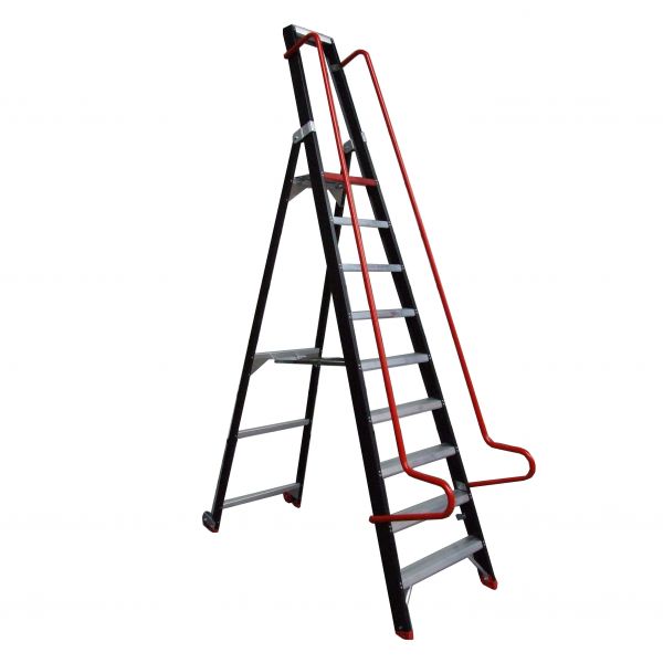 Magazijnladder - 9 treden- werkhoogte 4100 mm